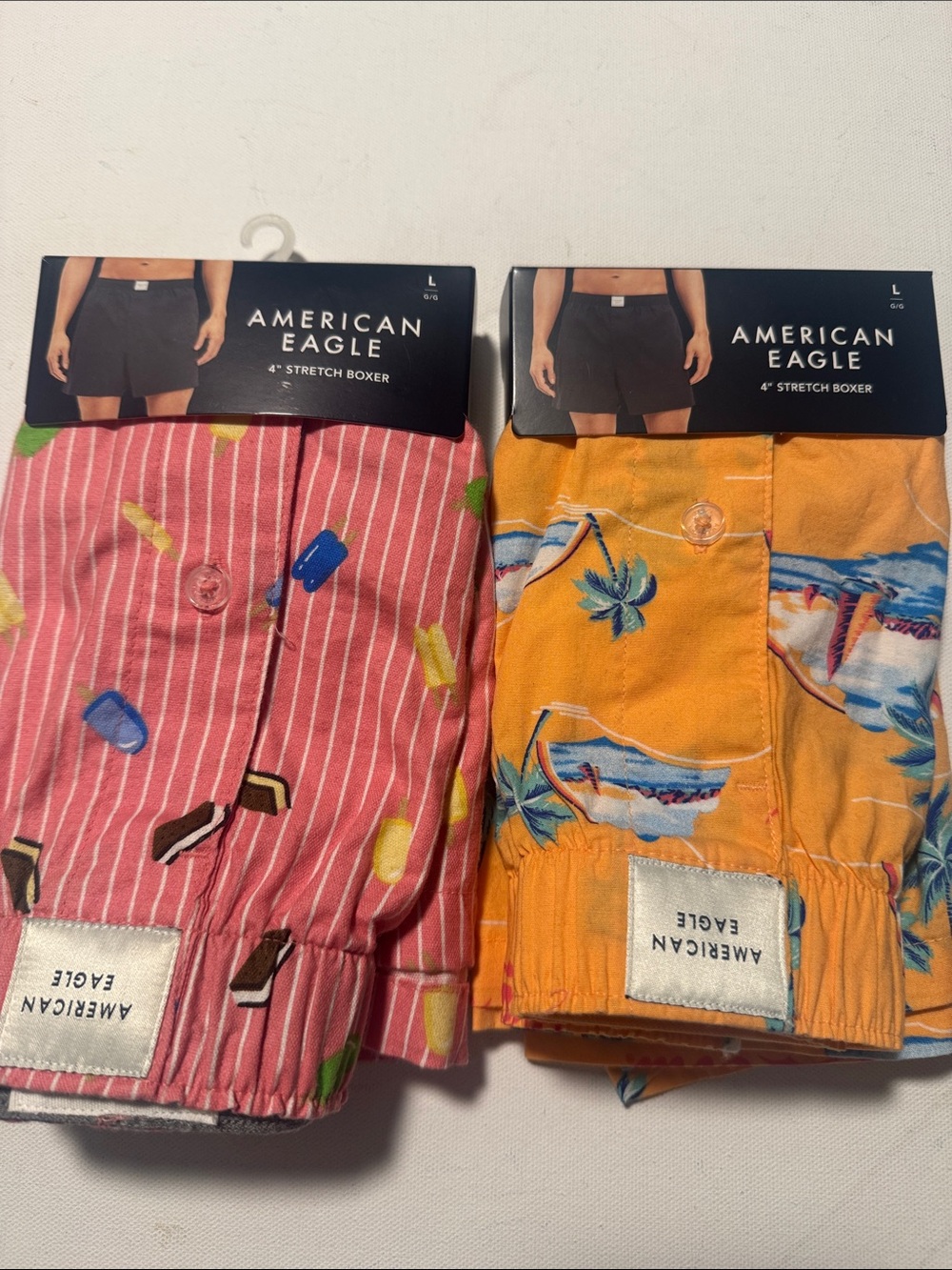 American Eagle Boxers Mens Large 2 Pack Pink Orange
